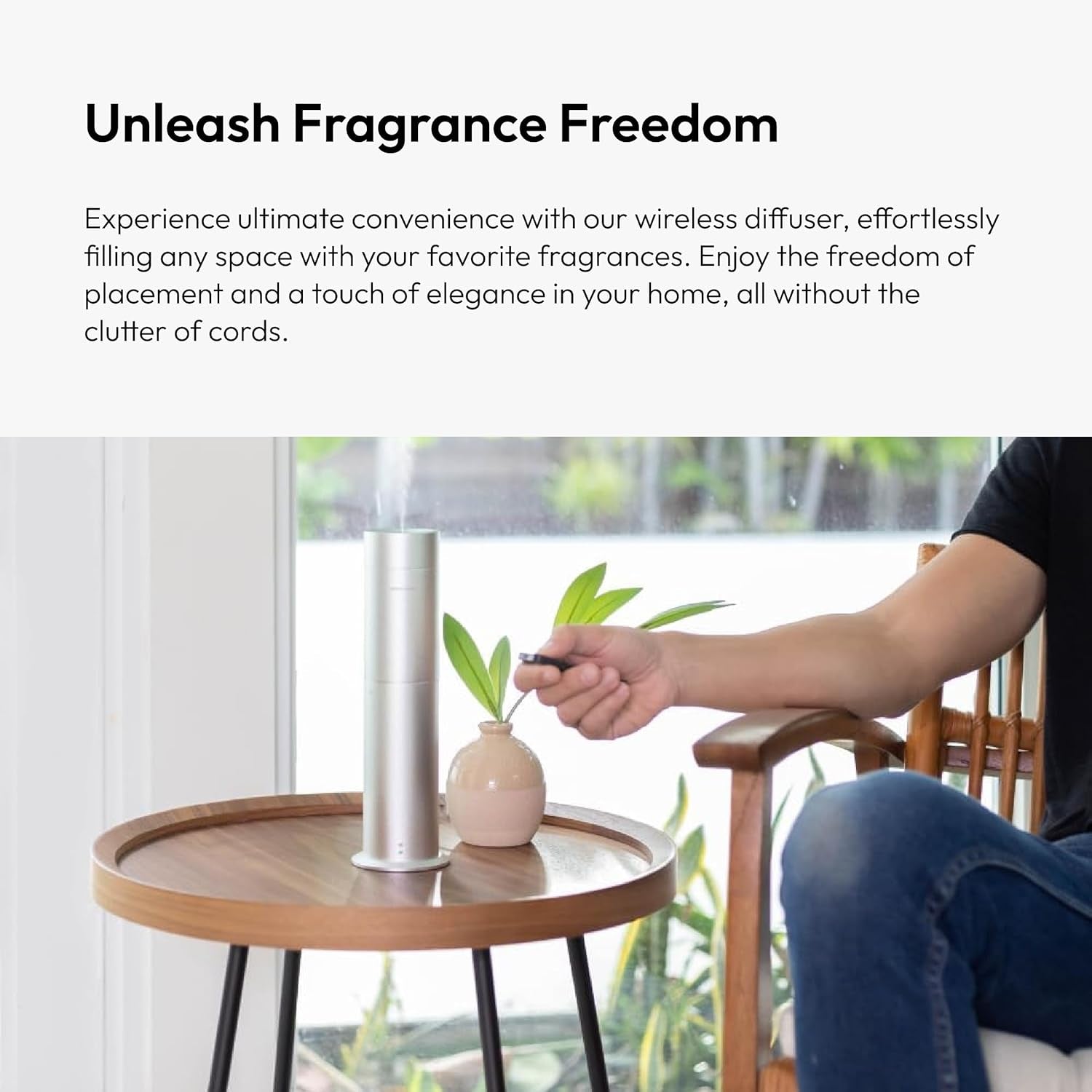 - Wireless Pro Essential Oil Diffuser - 600 Sq Ft Coverage - Cordless & Portable with Remote - Aromatherapy Scent Diffuser - Home, Spa, Office & Business - Air Freshener - Blue