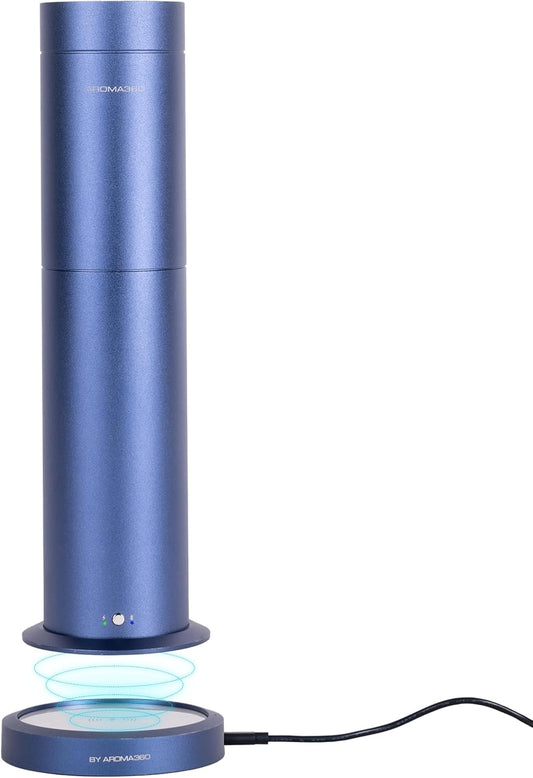 - Wireless Pro Essential Oil Diffuser - 600 Sq Ft Coverage - Cordless & Portable with Remote - Aromatherapy Scent Diffuser - Home, Spa, Office & Business - Air Freshener - Blue