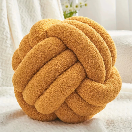1Pc round Knot Throw Pillow Home Decorative Ball Pillow Soft,Knot Pillow Ball, Knotted Pillow for Living Room Bed Couch Sofa